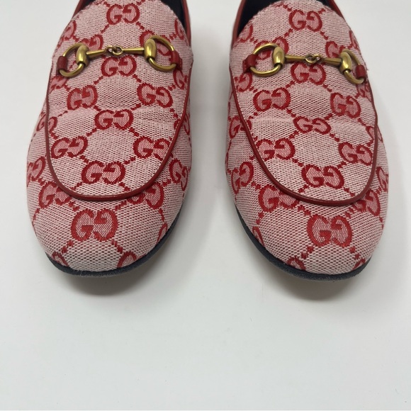 GUCCI JORDAAN CANVAS GG MONOGRAM HORSEBIT LOAFERS IN RED SIZE 37 - Picture 11 of 15